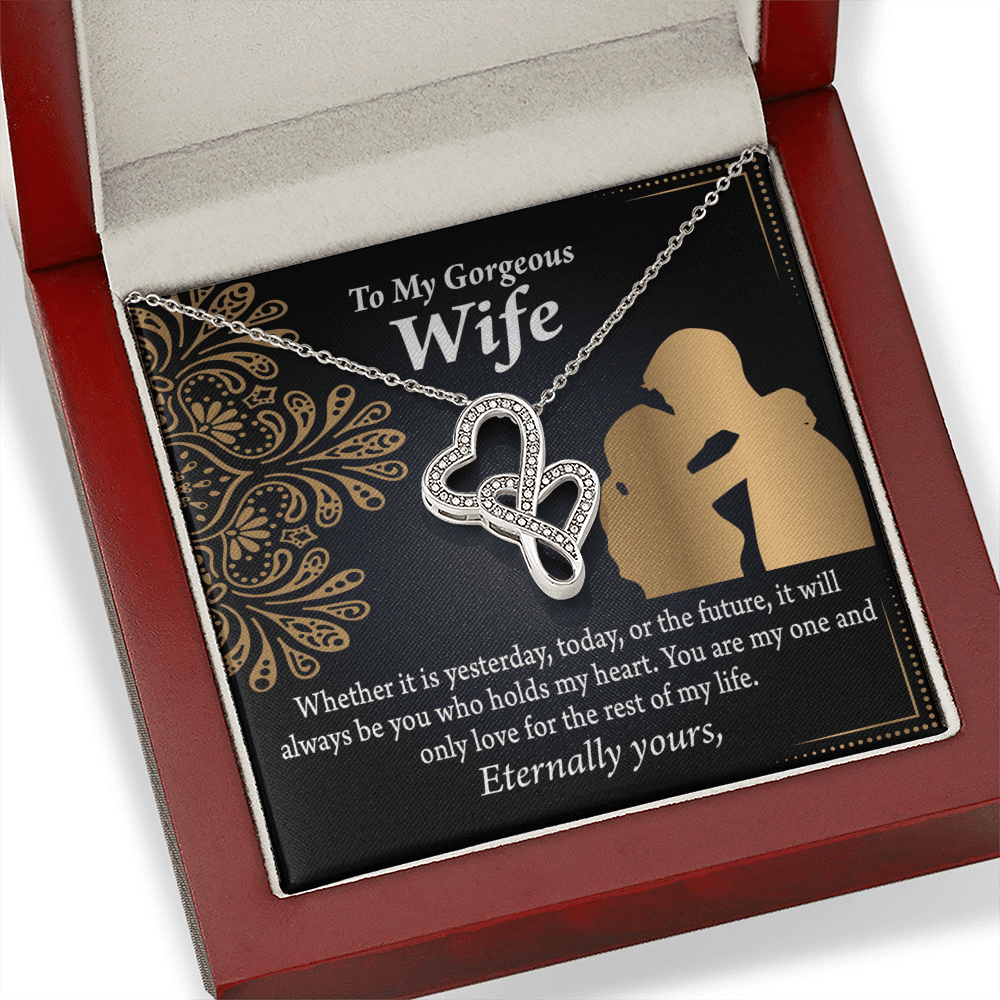To My Wife It'S Always Been You Twin Hearts Necklace Cz Eternal Bond Pendant From Son Daughter Gift Anniversary Birthday Graduation Mothers Day - Double Hearts Necklace