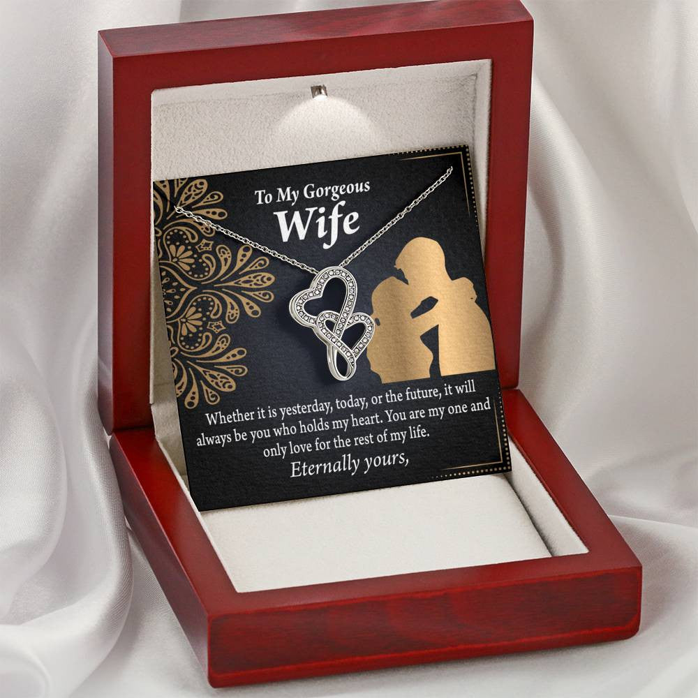 To My Wife It'S Always Been You Twin Hearts Necklace Cz Eternal Bond Pendant From Son Daughter Gift Anniversary Birthday Graduation Mothers Day - Double Hearts Necklace