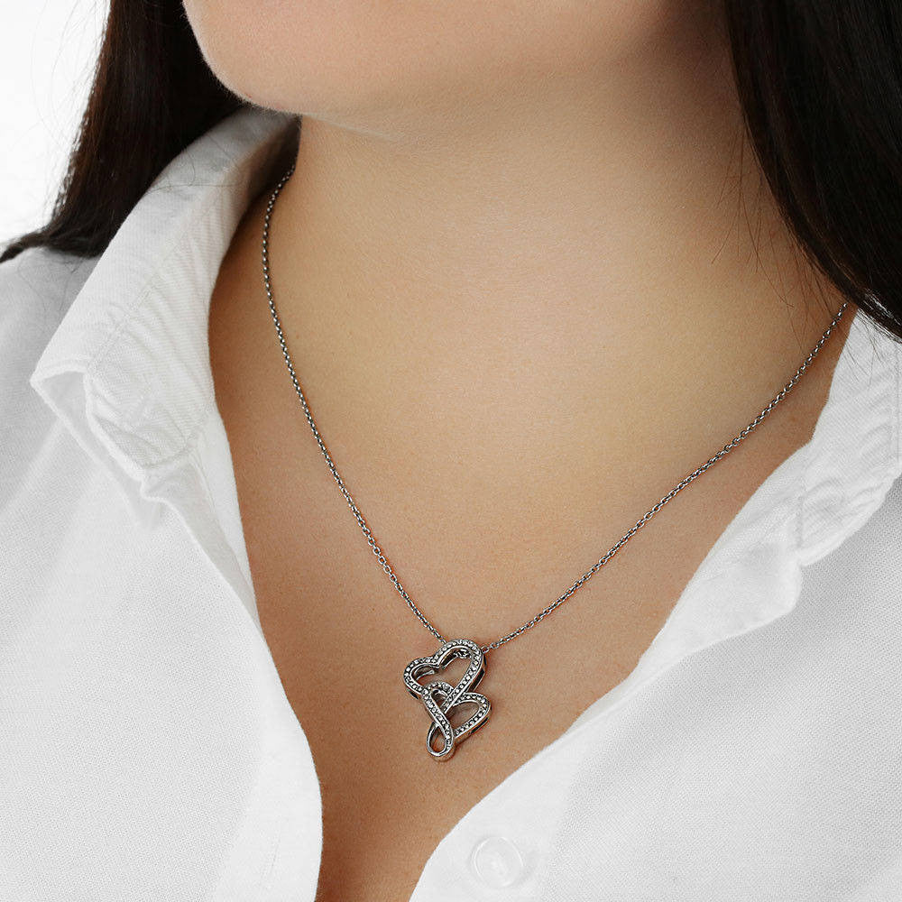 To My Wife It'S Always Been You Twin Hearts Necklace Cz Eternal Bond Pendant From Son Daughter Gift Anniversary Birthday Graduation Mothers Day - Double Hearts Necklace