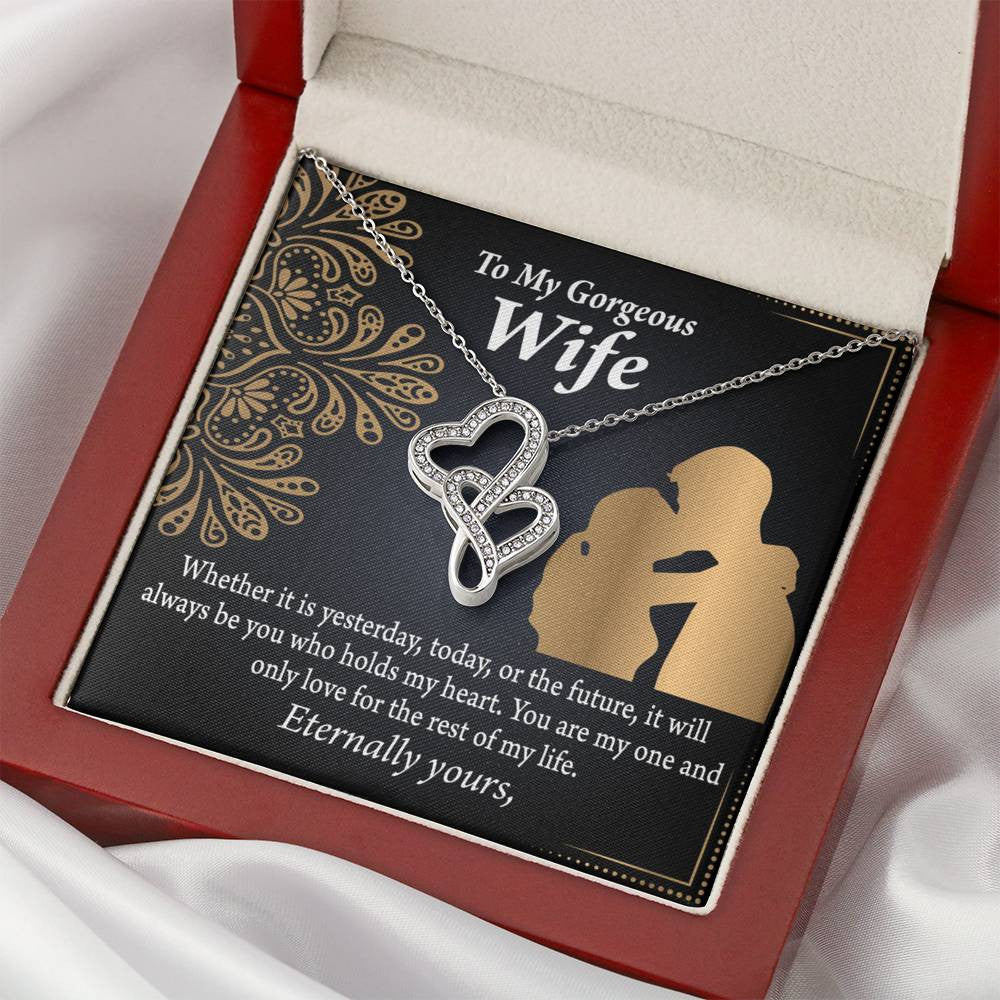 To My Wife It'S Always Been You Twin Hearts Necklace Cz Eternal Bond Pendant From Son Daughter Gift Anniversary Birthday Graduation Mothers Day - Double Hearts Necklace