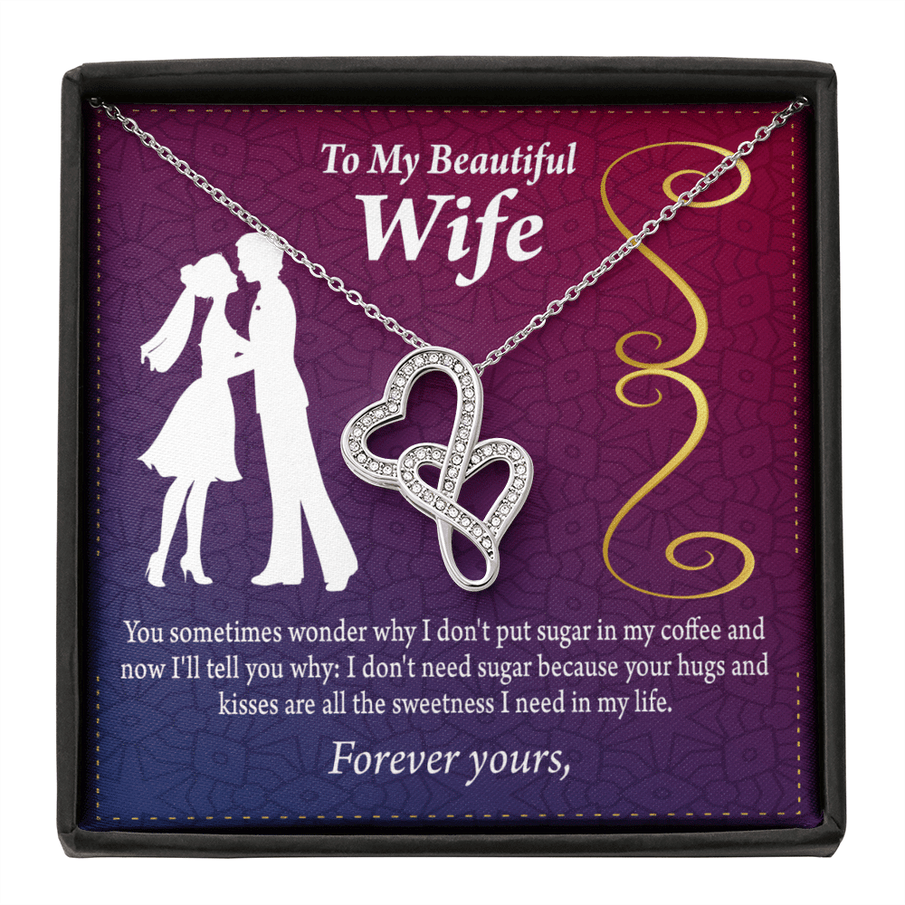 To My Wife My Beautiful Wife Twin Hearts Necklace Cz Eternal Bond Pendant From Son Daughter Gift Anniversary Birthday Graduation Mothers Day - Double Hearts Necklace