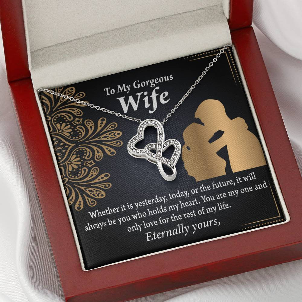 To My Wife It'S Always Been You Twin Hearts Necklace Cz Eternal Bond Pendant From Son Daughter Gift Anniversary Birthday Graduation Mothers Day - Double Hearts Necklace
