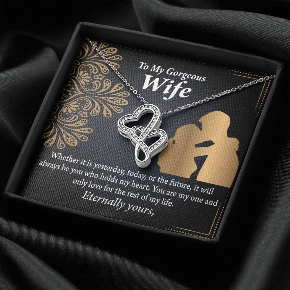 To My Wife It'S Always Been You Twin Hearts Necklace Cz Eternal Bond Pendant From Son Daughter Gift Anniversary Birthday Graduation Mothers Day - Double Hearts Necklace