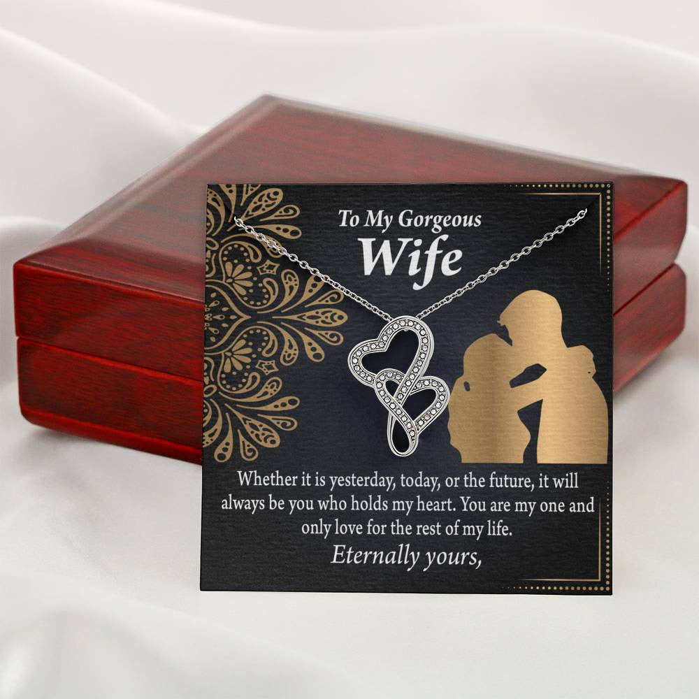 To My Wife It'S Always Been You Twin Hearts Necklace Cz Eternal Bond Pendant From Son Daughter Gift Anniversary Birthday Graduation Mothers Day - Double Hearts Necklace