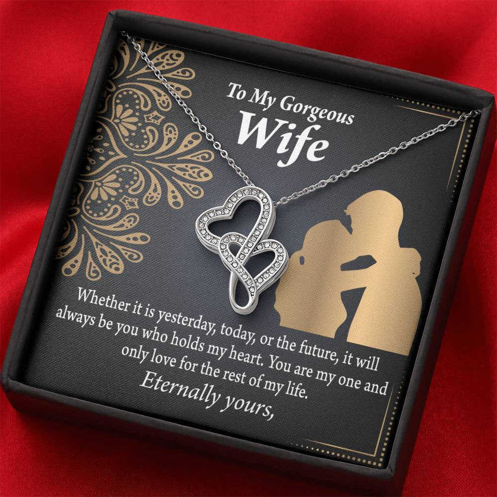 To My Wife It'S Always Been You Twin Hearts Necklace Cz Eternal Bond Pendant From Son Daughter Gift Anniversary Birthday Graduation Mothers Day - Double Hearts Necklace