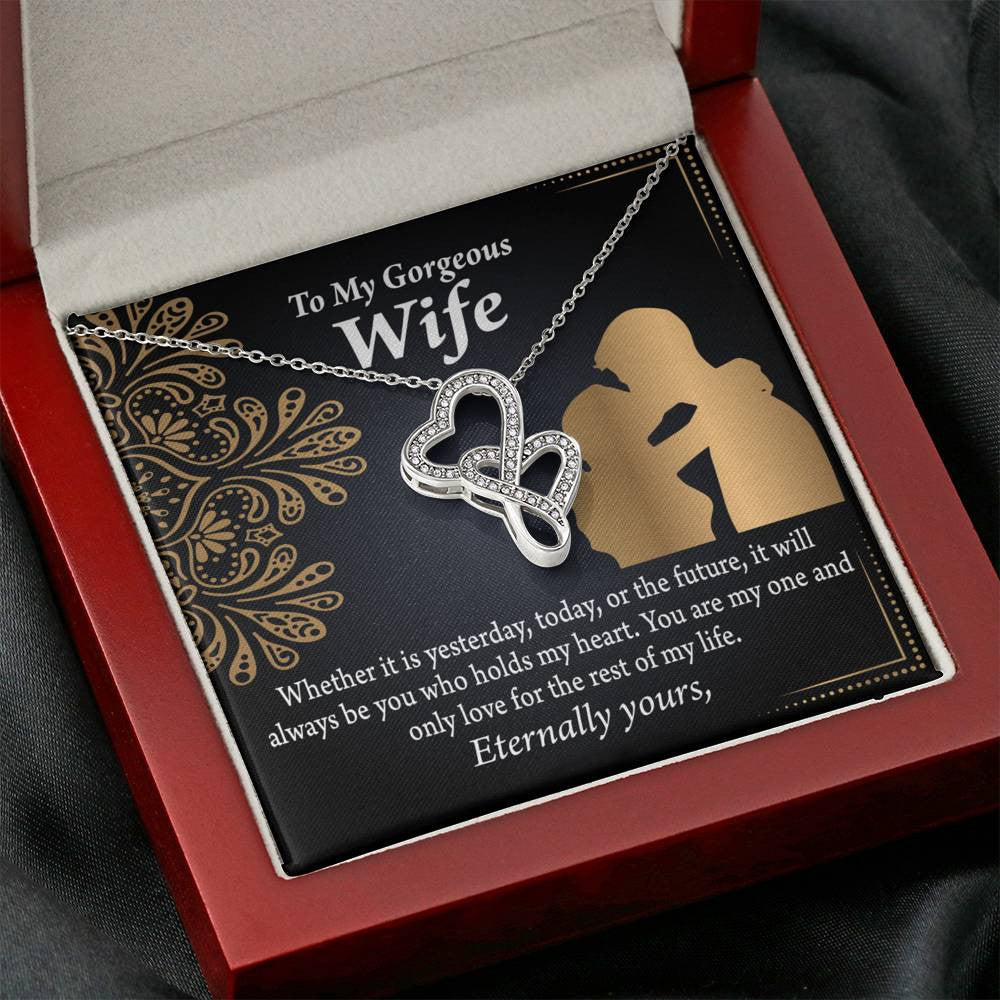 To My Wife It'S Always Been You Twin Hearts Necklace Cz Eternal Bond Pendant From Son Daughter Gift Anniversary Birthday Graduation Mothers Day - Double Hearts Necklace