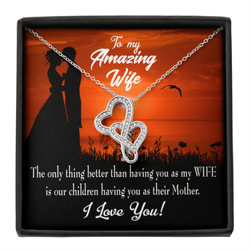 To My Wife Wife And Mother Twin Hearts Necklace Cz Eternal Bond Pendant From Son Daughter Gift Anniversary Birthday Graduation Mothers Day - Double Hearts Necklace