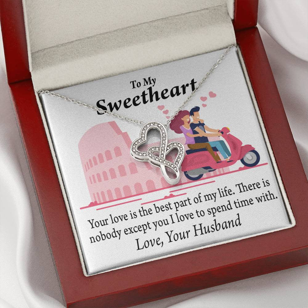 To My Wife Best Part Of My Life Double Hearts Necklace Message Card From Son Daughter Gift Anniversary Birthday Graduation Mothers Day - Double Hearts Necklace