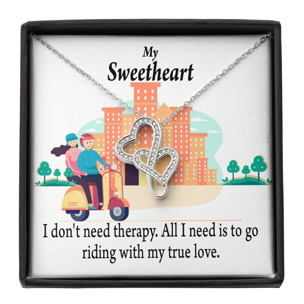 To My Wife Girlfriend Riding With My Old Man Double Hearts Necklace Message Card From Son Daughter Gift Anniversary Birthday Graduation Mothers Day - Double Hearts Necklace