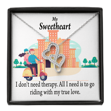 To My Wife Girlfriend Riding With My Old Man Double Hearts Necklace Message Card From Son Daughter Gift Anniversary Birthday Graduation Mothers Day - Double Hearts Necklace