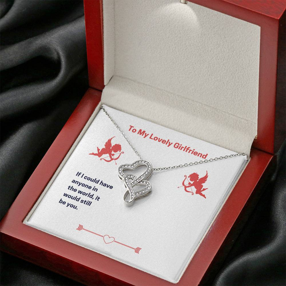 To My Lovely Girlfriend (Valentine'S) Twin Hearts Necklace Cz Eternal Bond Pendant From Son Daughter Gift Anniversary Birthday Graduation Mothers Day - Double Hearts Necklace