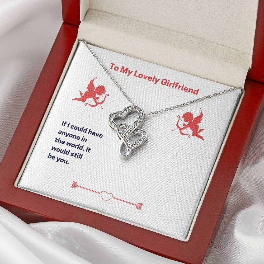 To My Lovely Girlfriend (Valentine'S) Twin Hearts Necklace Cz Eternal Bond Pendant From Son Daughter Gift Anniversary Birthday Graduation Mothers Day - Double Hearts Necklace