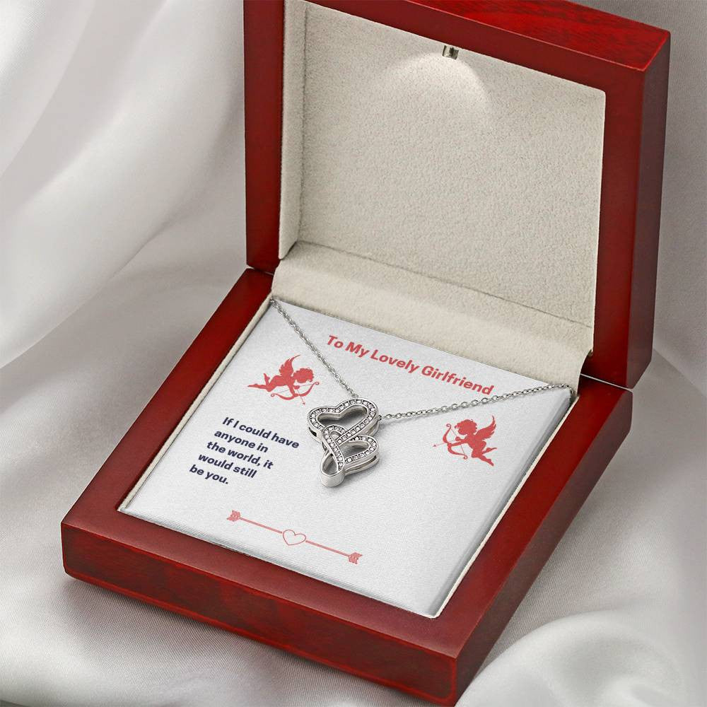 To My Lovely Girlfriend (Valentine'S) Twin Hearts Necklace Cz Eternal Bond Pendant From Son Daughter Gift Anniversary Birthday Graduation Mothers Day - Double Hearts Necklace