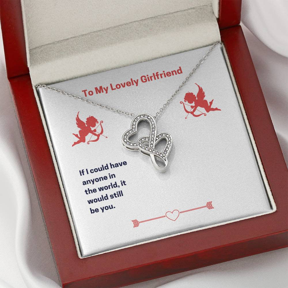 To My Lovely Girlfriend (Valentine'S) Twin Hearts Necklace Cz Eternal Bond Pendant From Son Daughter Gift Anniversary Birthday Graduation Mothers Day - Double Hearts Necklace