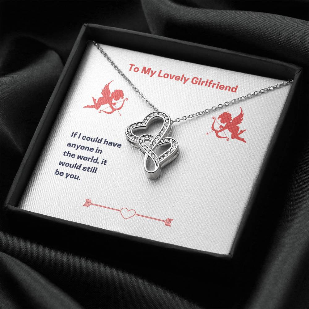 To My Lovely Girlfriend (Valentine'S) Twin Hearts Necklace Cz Eternal Bond Pendant From Son Daughter Gift Anniversary Birthday Graduation Mothers Day - Double Hearts Necklace