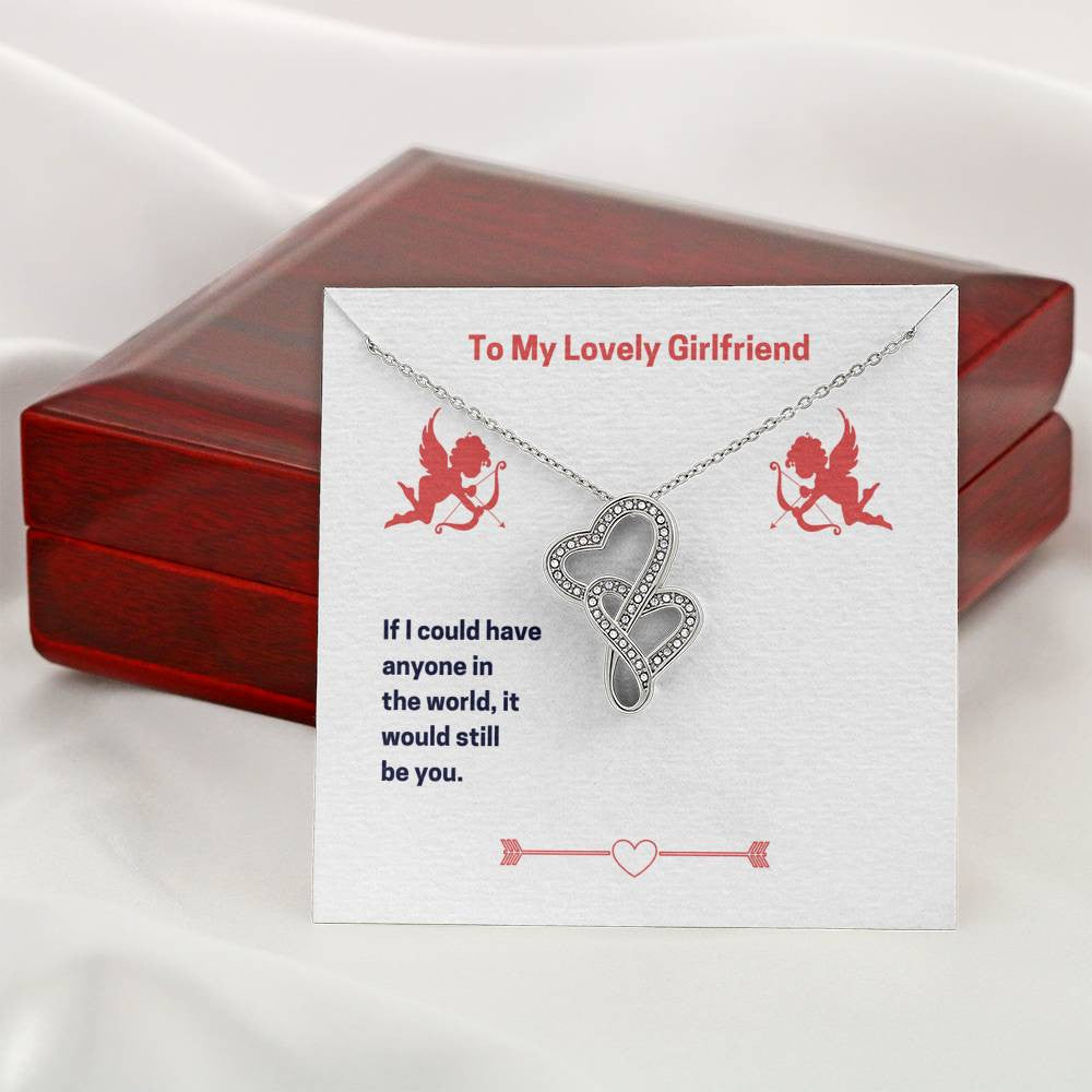 To My Lovely Girlfriend (Valentine'S) Twin Hearts Necklace Cz Eternal Bond Pendant From Son Daughter Gift Anniversary Birthday Graduation Mothers Day - Double Hearts Necklace