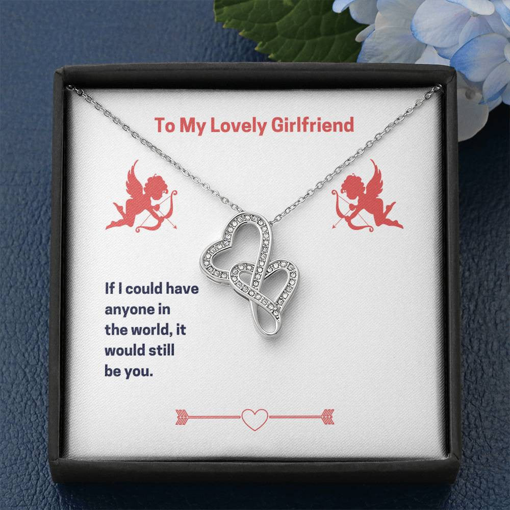 To My Lovely Girlfriend (Valentine'S) Twin Hearts Necklace Cz Eternal Bond Pendant From Son Daughter Gift Anniversary Birthday Graduation Mothers Day - Double Hearts Necklace