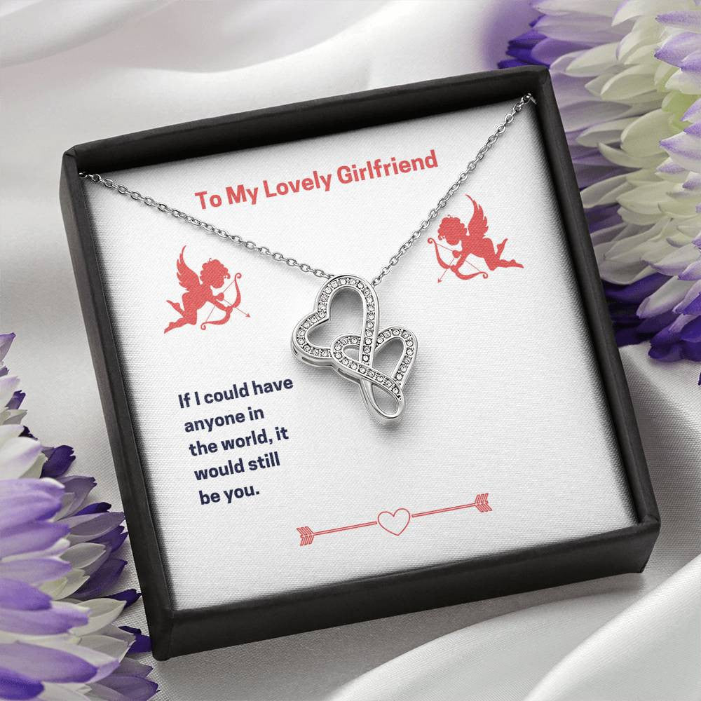 To My Lovely Girlfriend (Valentine'S) Twin Hearts Necklace Cz Eternal Bond Pendant From Son Daughter Gift Anniversary Birthday Graduation Mothers Day - Double Hearts Necklace