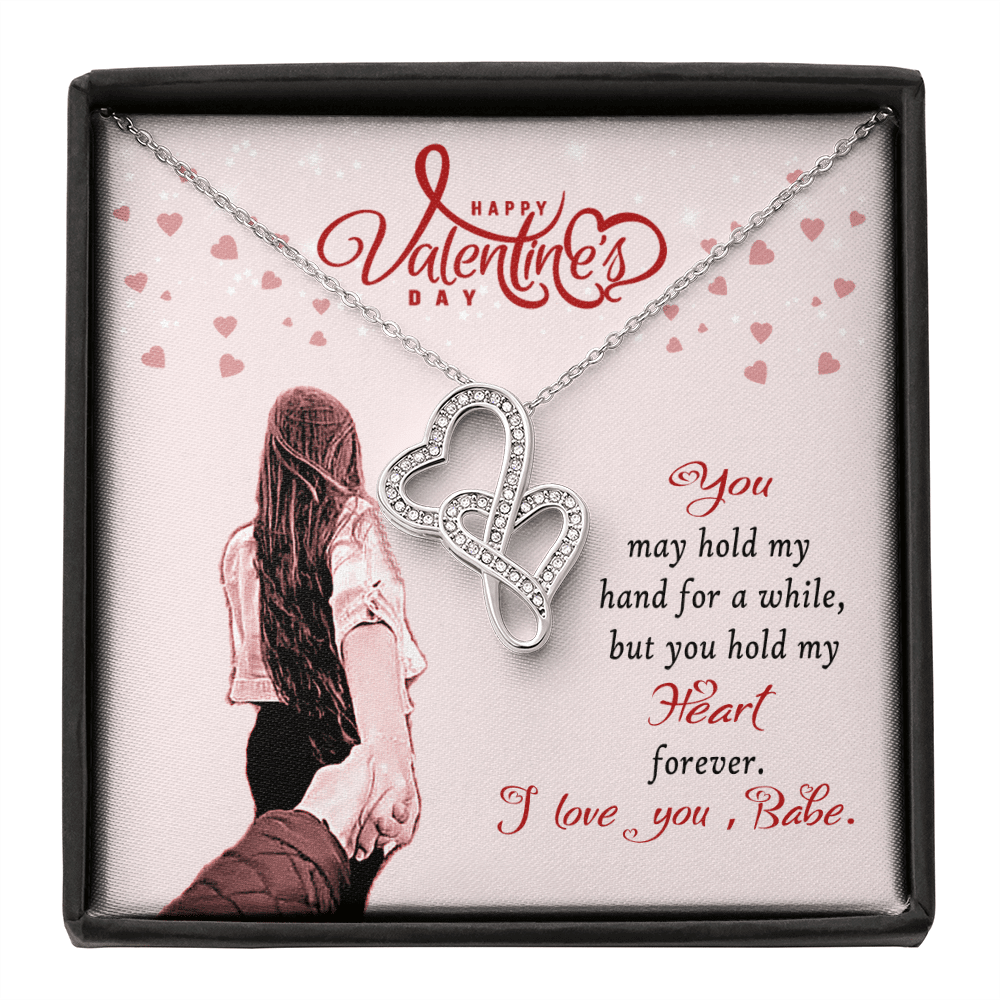 Valentines Day Gift Card Wife Girlfriend Together Love Knot Necklace Message Greeting From Son Daughter Gift Anniversary Birthday Graduation Mothers Day - Double Hearts Necklace