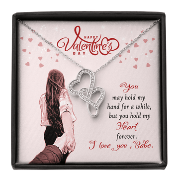 Valentines Day Gift Card Wife Girlfriend Together Love Knot Necklace Message Greeting From Son Daughter Gift Anniversary Birthday Graduation Mothers Day - Double Hearts Necklace