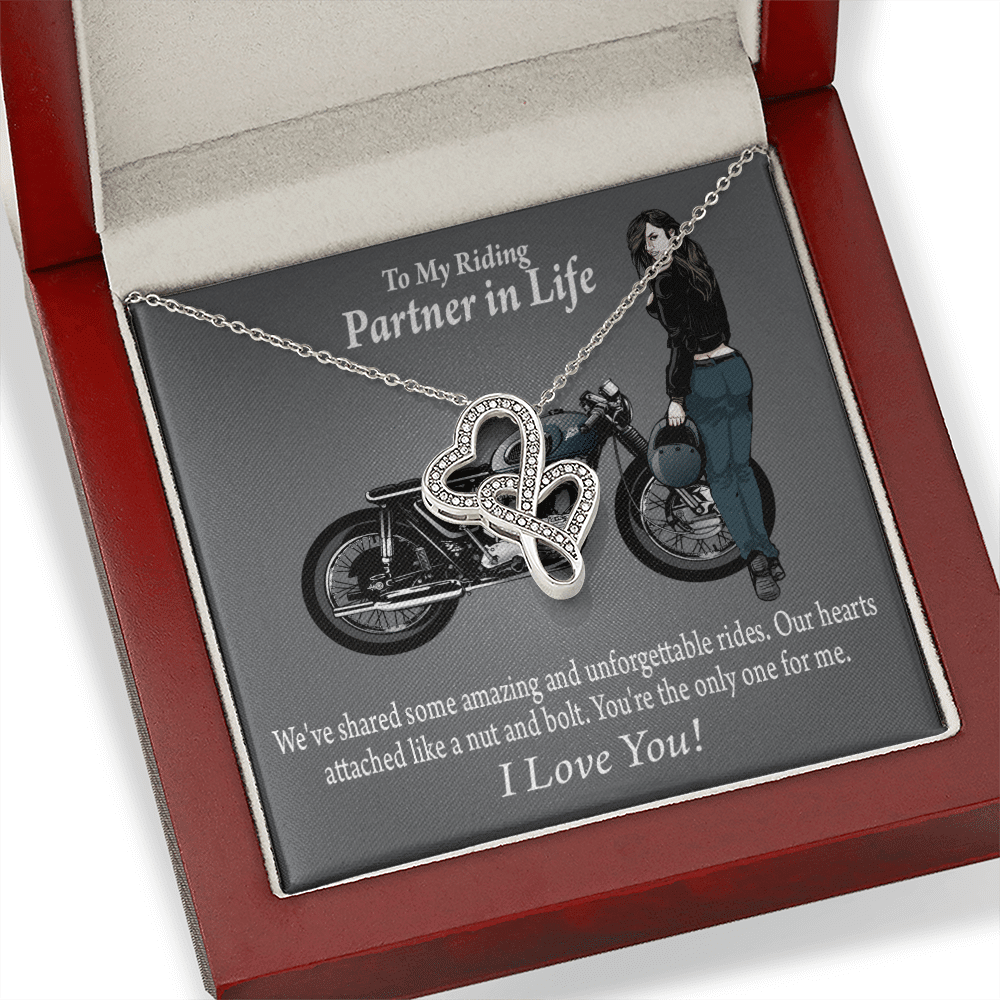 To My Wife Love Your Curves Double Hearts Necklace Message Card From Son Daughter Gift Anniversary Birthday Graduation Mothers Day - Double Hearts Necklace