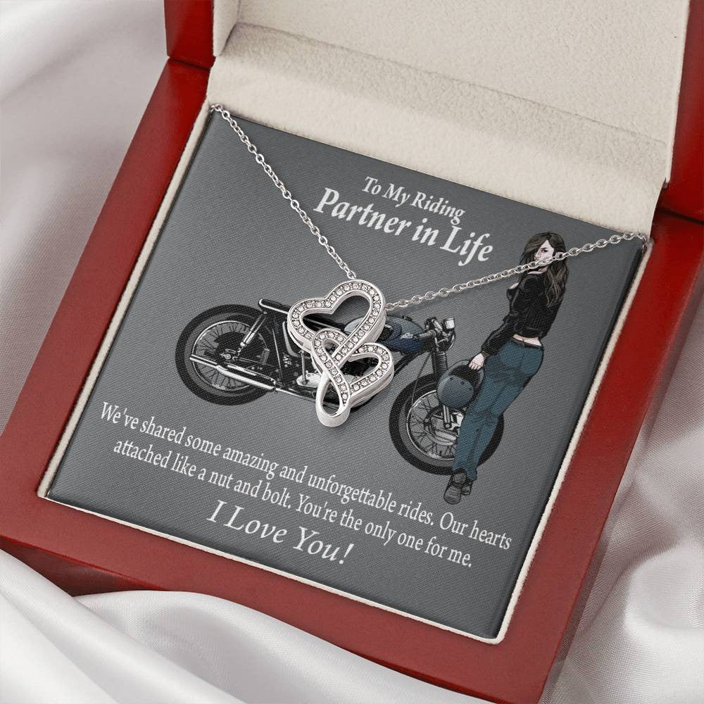 To My Wife Love Your Curves Double Hearts Necklace Message Card From Son Daughter Gift Anniversary Birthday Graduation Mothers Day - Double Hearts Necklace
