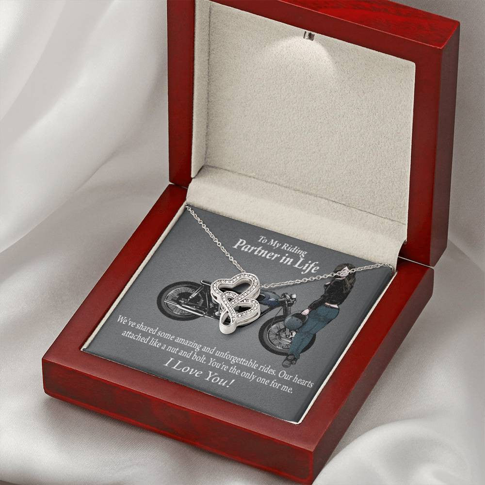 To My Wife Love Your Curves Double Hearts Necklace Message Card From Son Daughter Gift Anniversary Birthday Graduation Mothers Day - Double Hearts Necklace