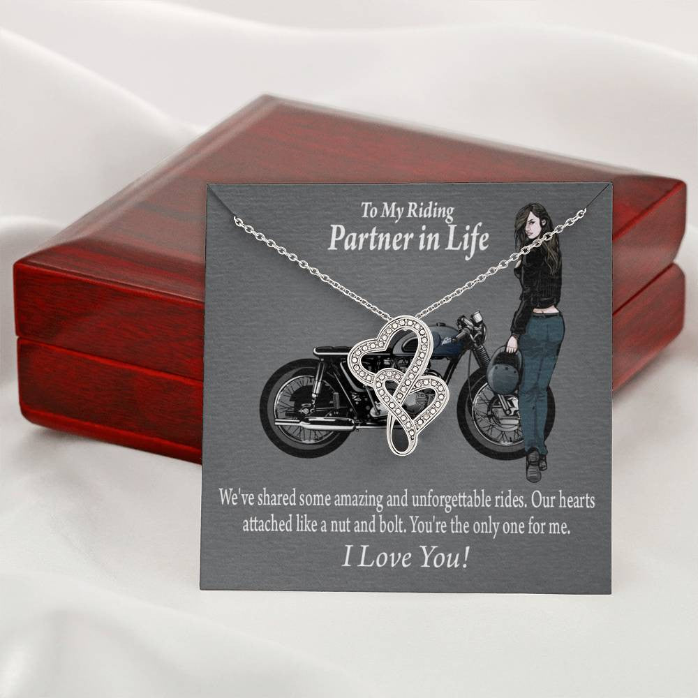 To My Wife Love Your Curves Double Hearts Necklace Message Card From Son Daughter Gift Anniversary Birthday Graduation Mothers Day - Double Hearts Necklace
