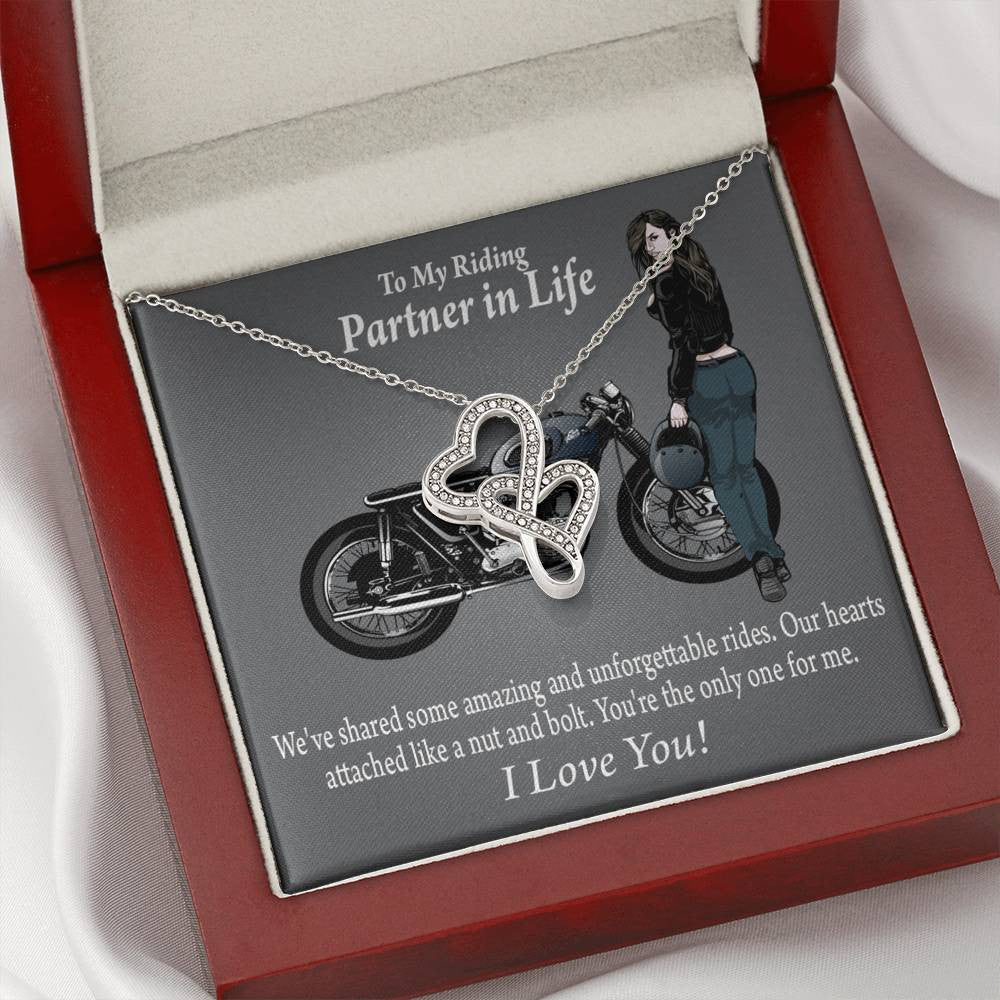 To My Wife Love Your Curves Double Hearts Necklace Message Card From Son Daughter Gift Anniversary Birthday Graduation Mothers Day - Double Hearts Necklace