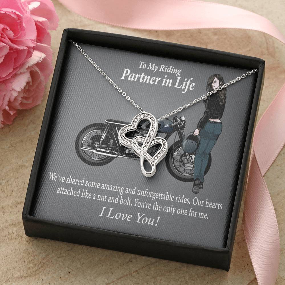 To My Wife Love Your Curves Double Hearts Necklace Message Card From Son Daughter Gift Anniversary Birthday Graduation Mothers Day - Double Hearts Necklace