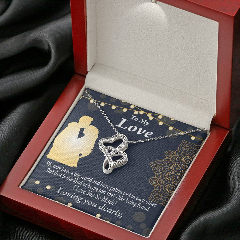 To My Partner Lost In Your Love Twin Hearts Necklace Cz Eternal Bond Pendant From Son Daughter Gift Anniversary Birthday Graduation Mothers Day - Double Hearts Necklace