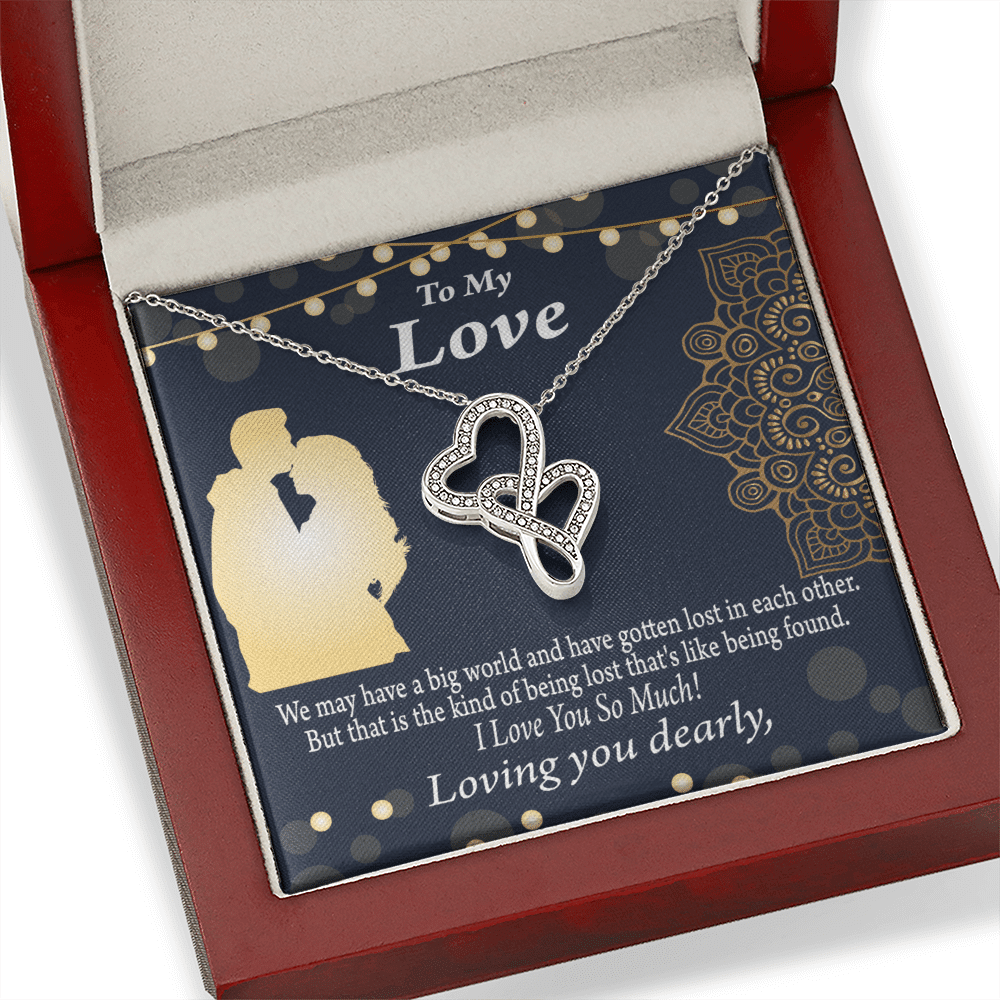 To My Partner Lost In Your Love Twin Hearts Necklace Cz Eternal Bond Pendant From Son Daughter Gift Anniversary Birthday Graduation Mothers Day - Double Hearts Necklace