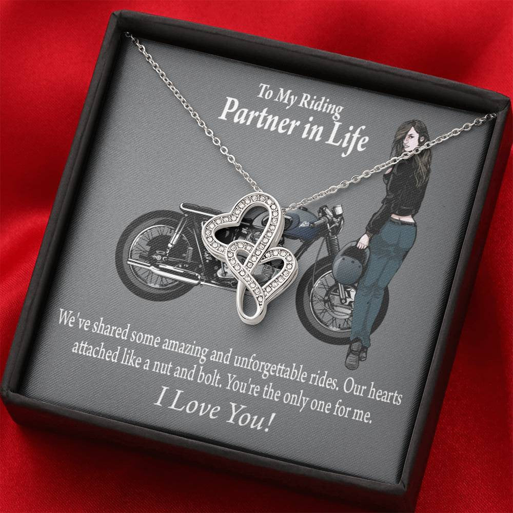To My Wife Love Your Curves Double Hearts Necklace Message Card From Son Daughter Gift Anniversary Birthday Graduation Mothers Day - Double Hearts Necklace