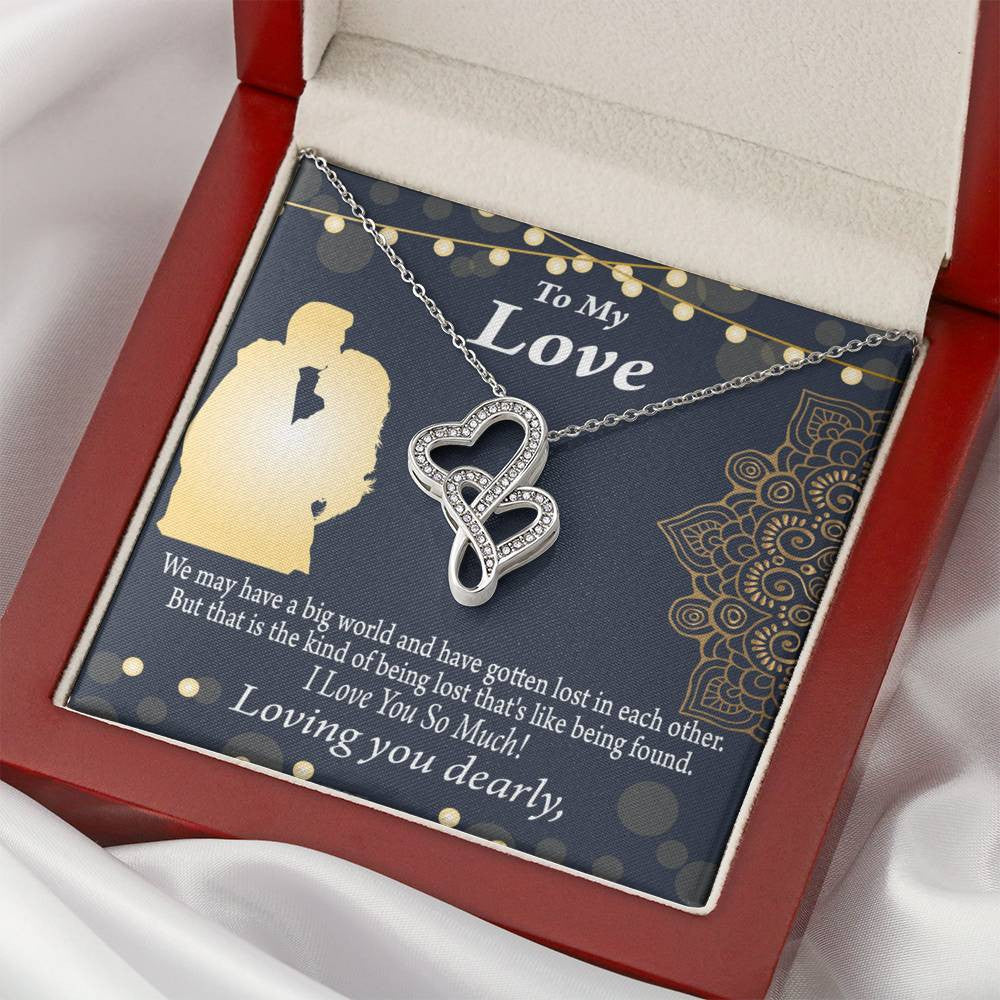 To My Partner Lost In Your Love Twin Hearts Necklace Cz Eternal Bond Pendant From Son Daughter Gift Anniversary Birthday Graduation Mothers Day - Double Hearts Necklace