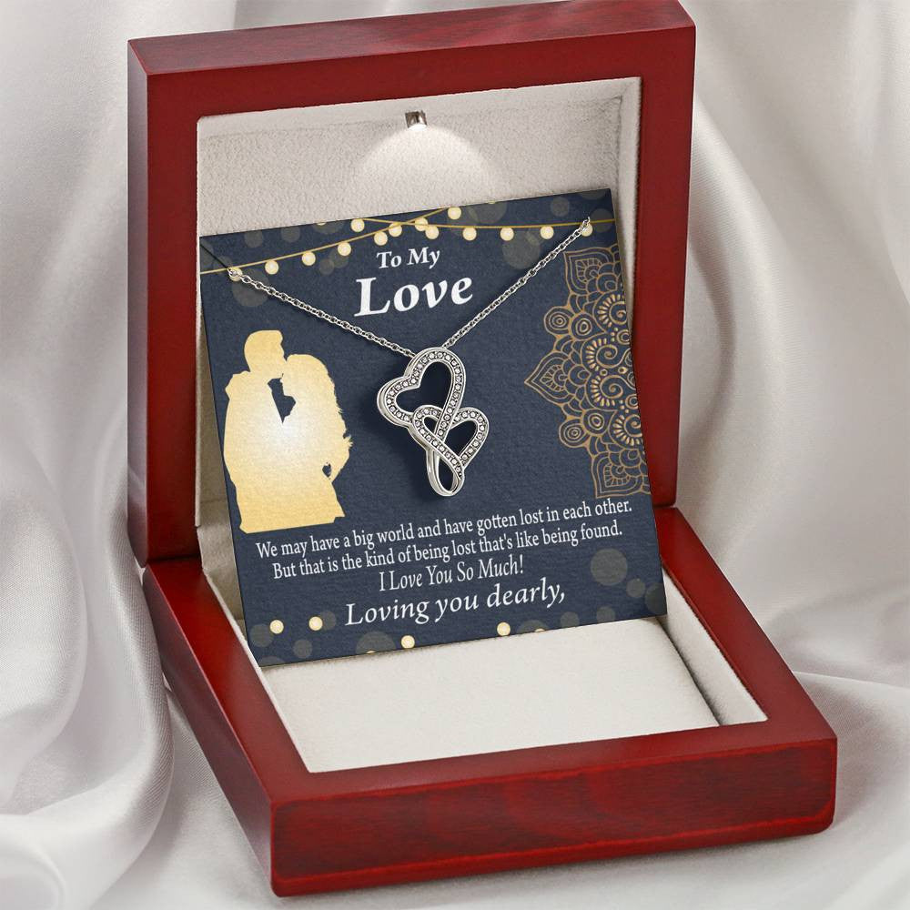 To My Partner Lost In Your Love Twin Hearts Necklace Cz Eternal Bond Pendant From Son Daughter Gift Anniversary Birthday Graduation Mothers Day - Double Hearts Necklace