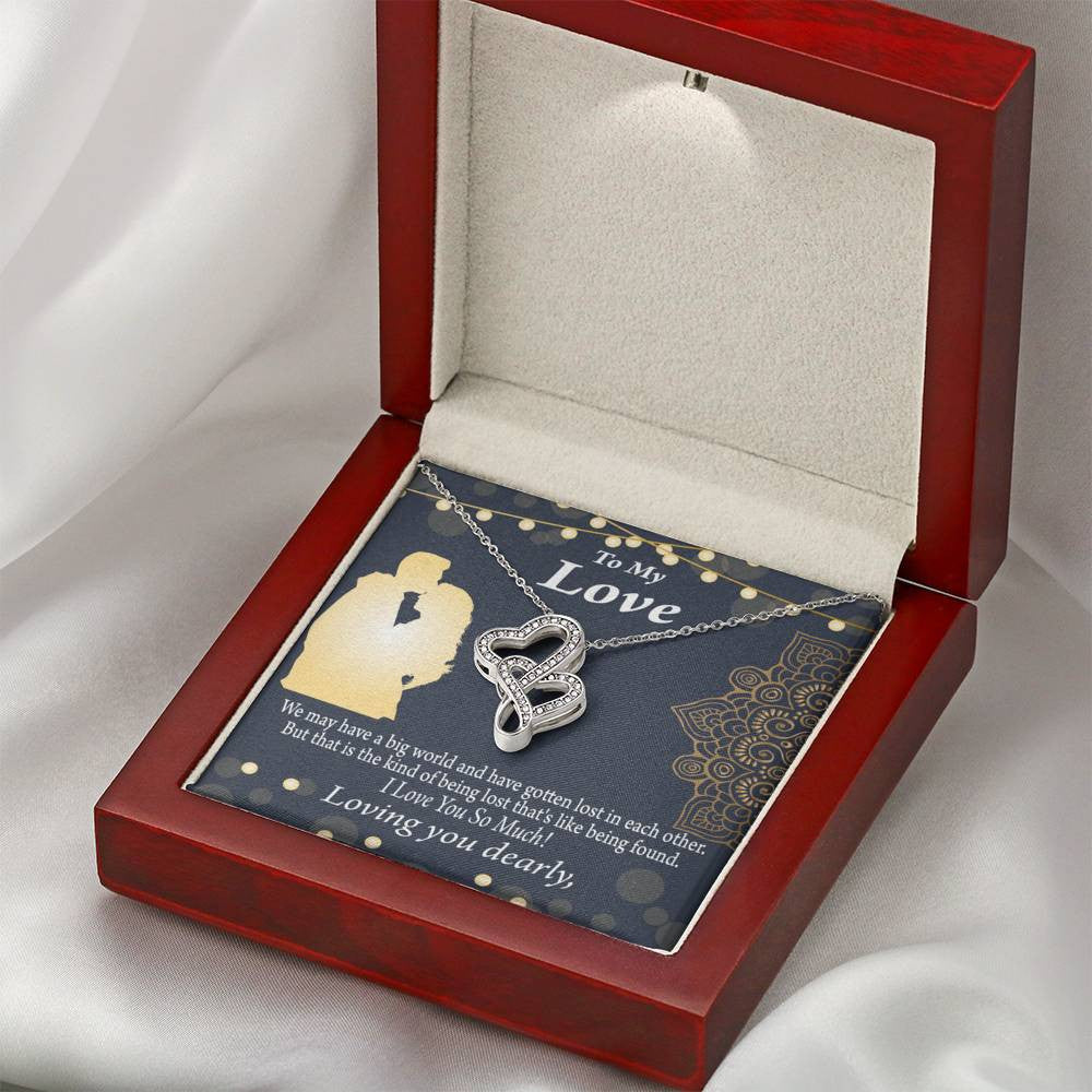 To My Partner Lost In Your Love Twin Hearts Necklace Cz Eternal Bond Pendant From Son Daughter Gift Anniversary Birthday Graduation Mothers Day - Double Hearts Necklace