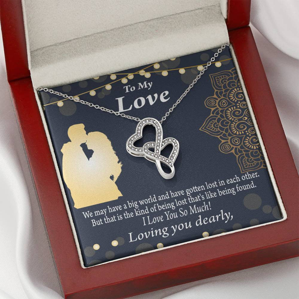 To My Partner Lost In Your Love Twin Hearts Necklace Cz Eternal Bond Pendant From Son Daughter Gift Anniversary Birthday Graduation Mothers Day - Double Hearts Necklace