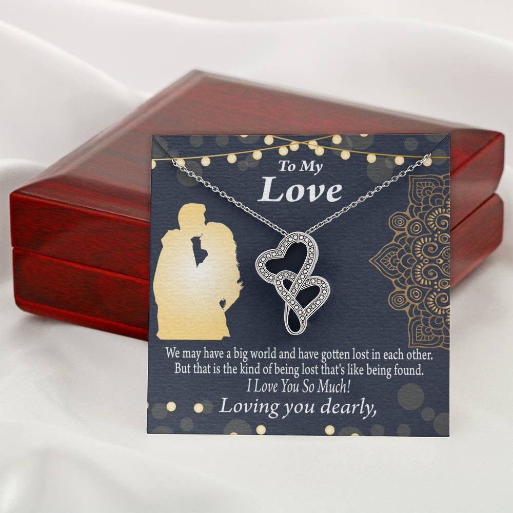 To My Partner Lost In Your Love Twin Hearts Necklace Cz Eternal Bond Pendant From Son Daughter Gift Anniversary Birthday Graduation Mothers Day - Double Hearts Necklace