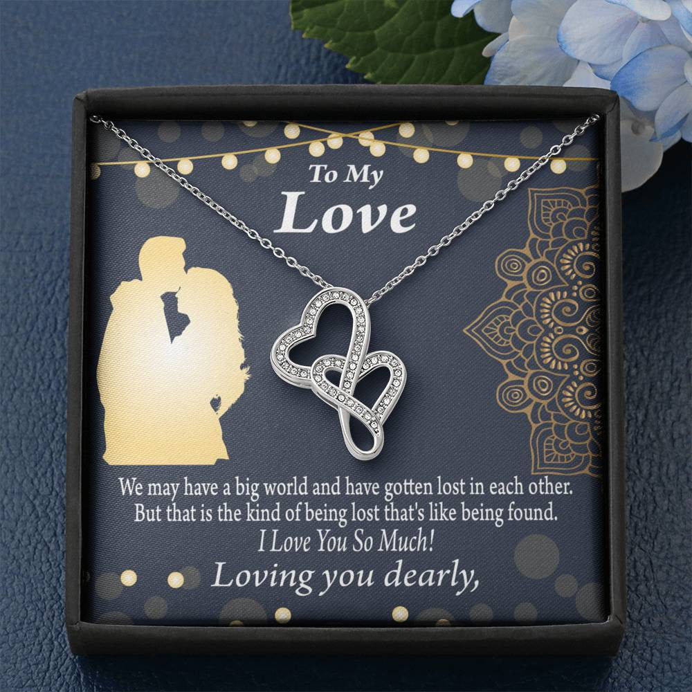To My Partner Lost In Your Love Twin Hearts Necklace Cz Eternal Bond Pendant From Son Daughter Gift Anniversary Birthday Graduation Mothers Day - Double Hearts Necklace