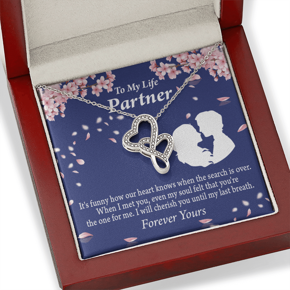 To My Partner Search Is Over Twin Hearts Necklace Cz Eternal Bond Pendant From Son Daughter Gift Anniversary Birthday Graduation Mothers Day - Double Hearts Necklace
