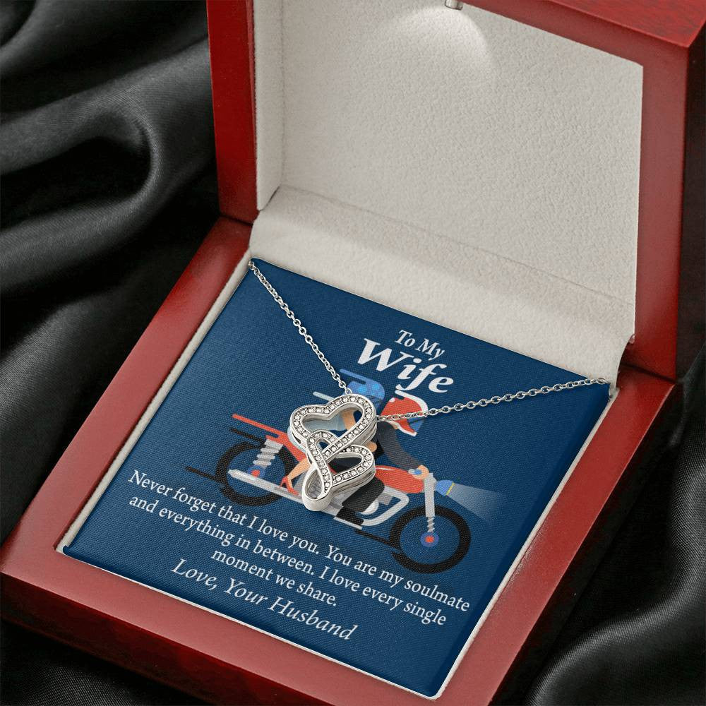 To My Wife Love You With All My Heart Double Hearts Necklace Message Card From Son Daughter Gift Anniversary Birthday Graduation Mothers Day - Double Hearts Necklace