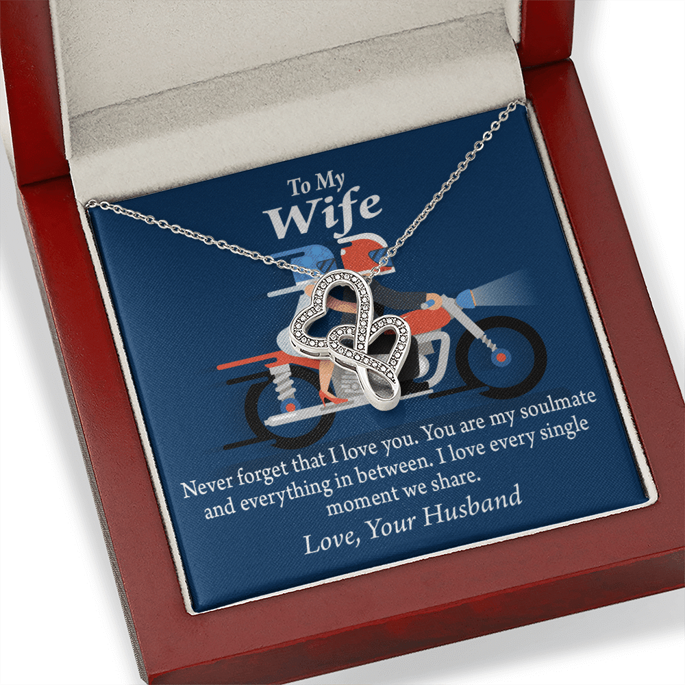 To My Wife Love You With All My Heart Double Hearts Necklace Message Card From Son Daughter Gift Anniversary Birthday Graduation Mothers Day - Double Hearts Necklace