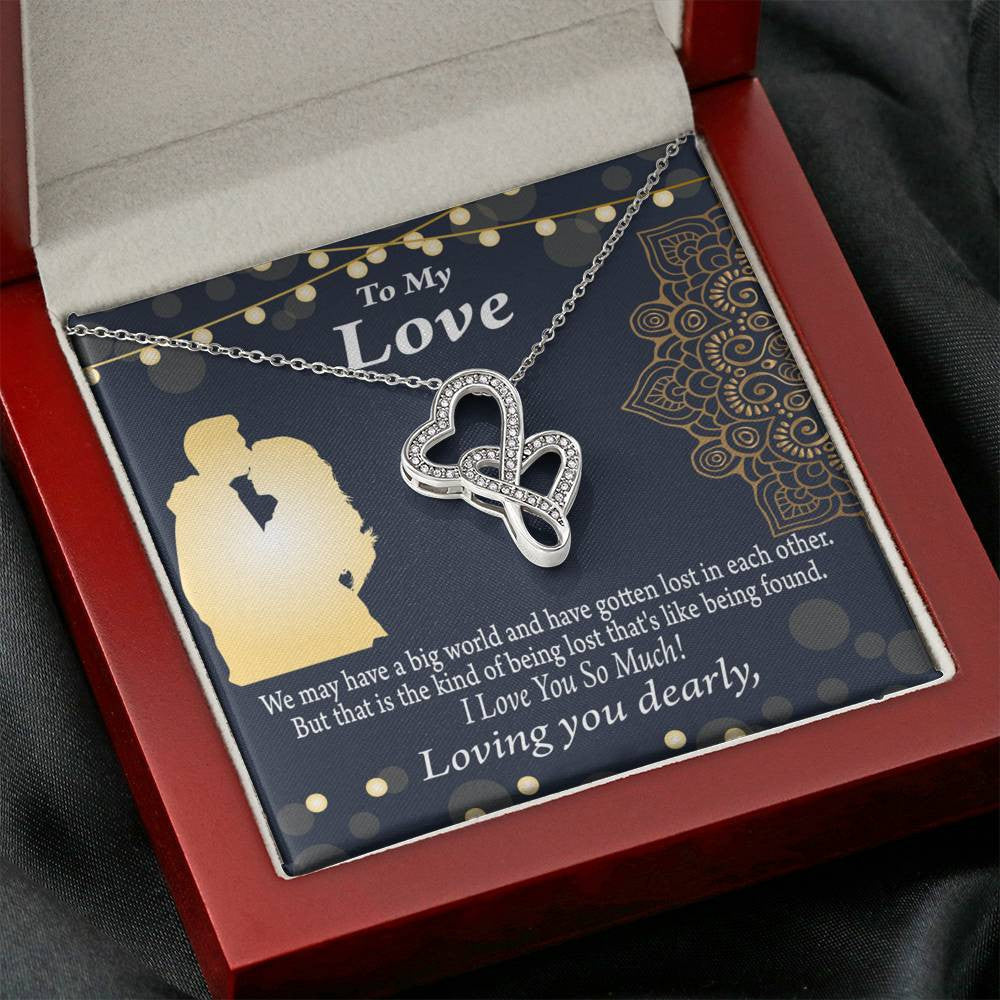 To My Partner Lost In Your Love Twin Hearts Necklace Cz Eternal Bond Pendant From Son Daughter Gift Anniversary Birthday Graduation Mothers Day - Double Hearts Necklace