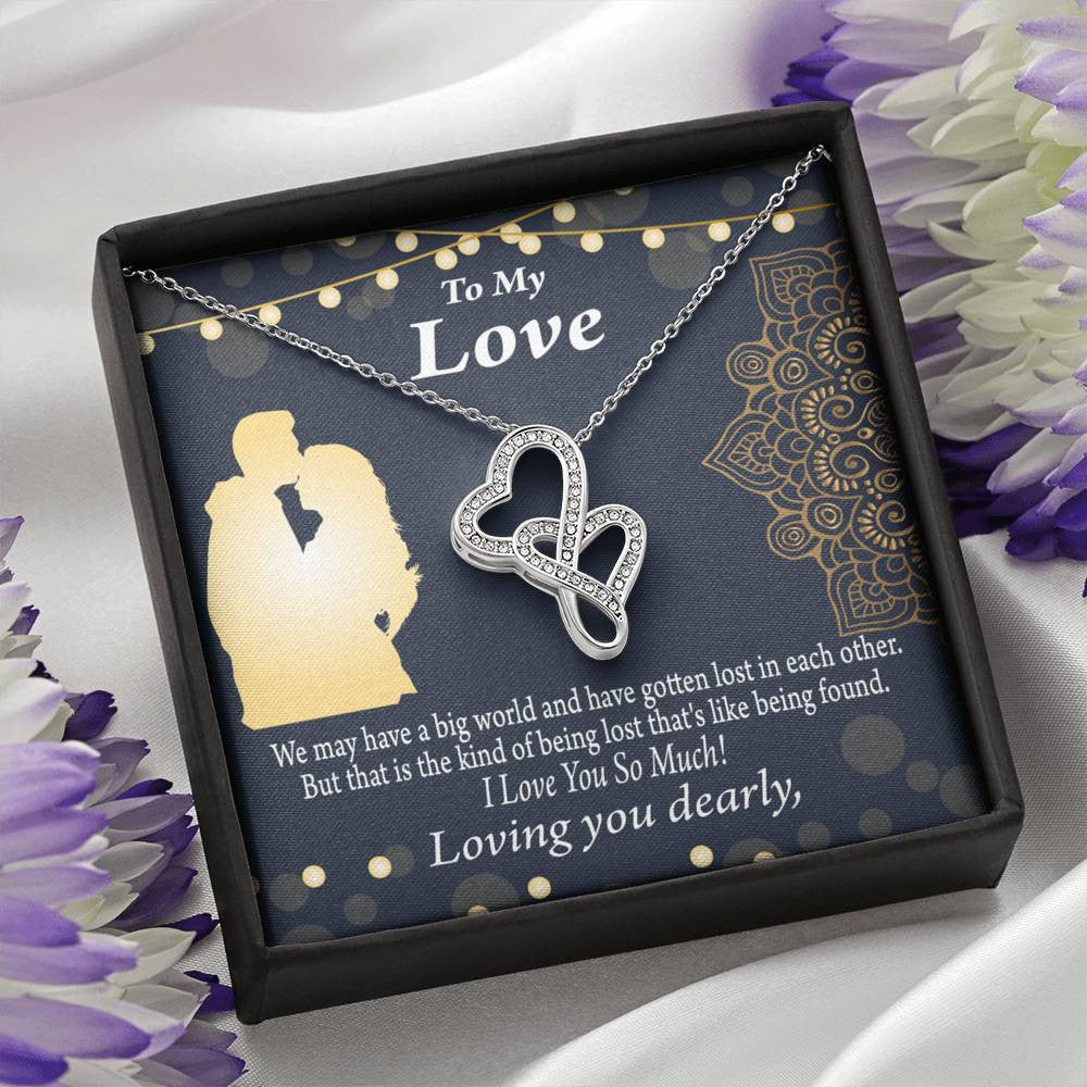 To My Partner Lost In Your Love Twin Hearts Necklace Cz Eternal Bond Pendant From Son Daughter Gift Anniversary Birthday Graduation Mothers Day - Double Hearts Necklace
