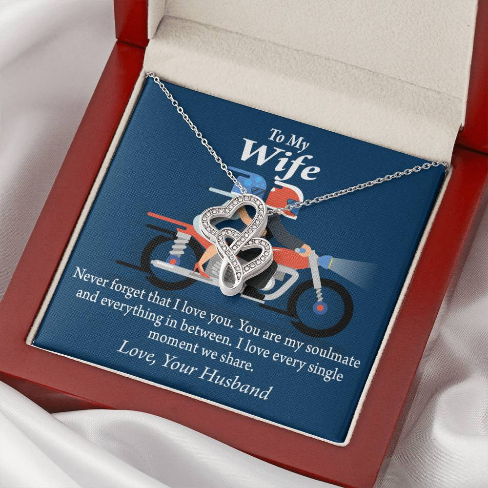 To My Wife Love You With All My Heart Double Hearts Necklace Message Card From Son Daughter Gift Anniversary Birthday Graduation Mothers Day - Double Hearts Necklace