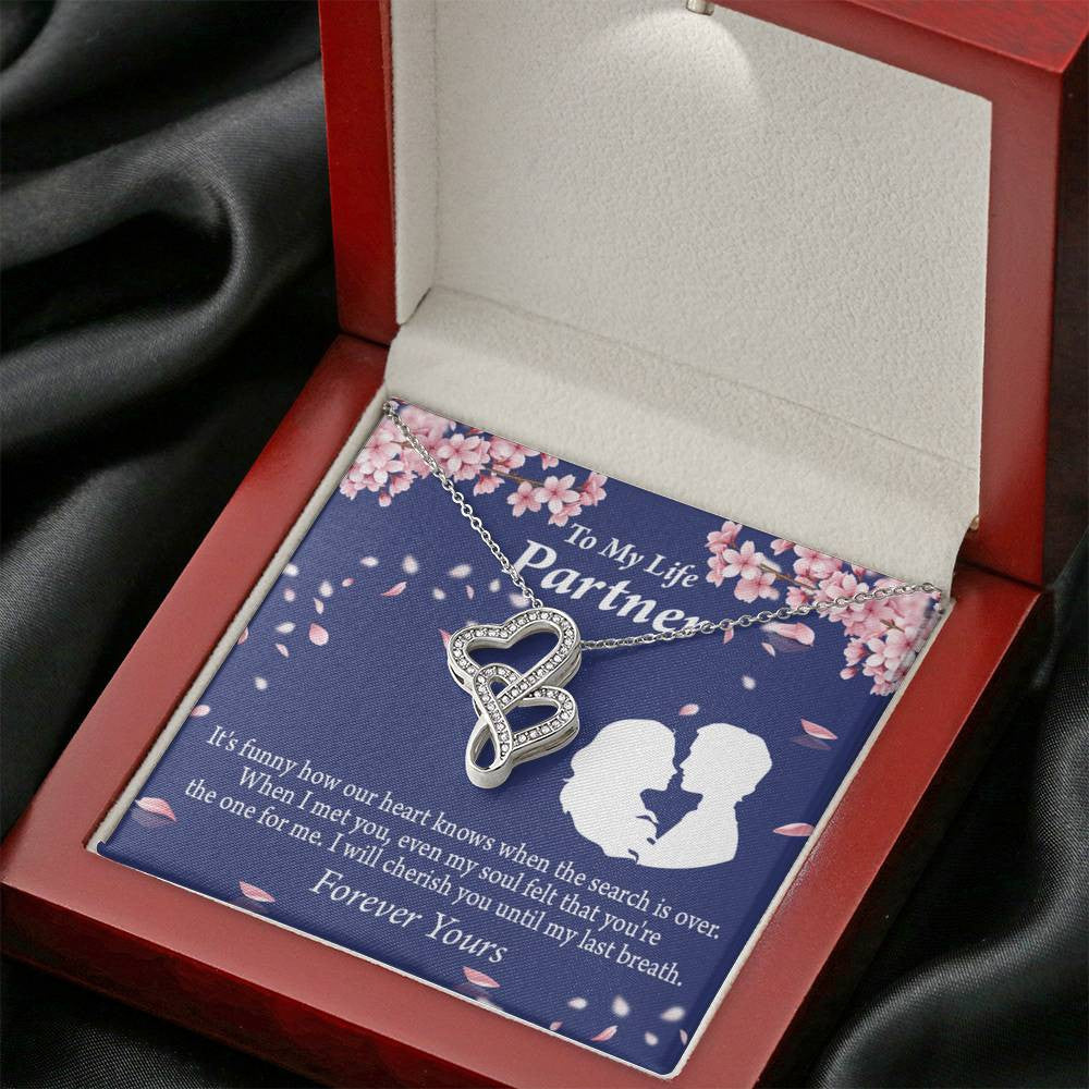 To My Partner Search Is Over Twin Hearts Necklace Cz Eternal Bond Pendant From Son Daughter Gift Anniversary Birthday Graduation Mothers Day - Double Hearts Necklace