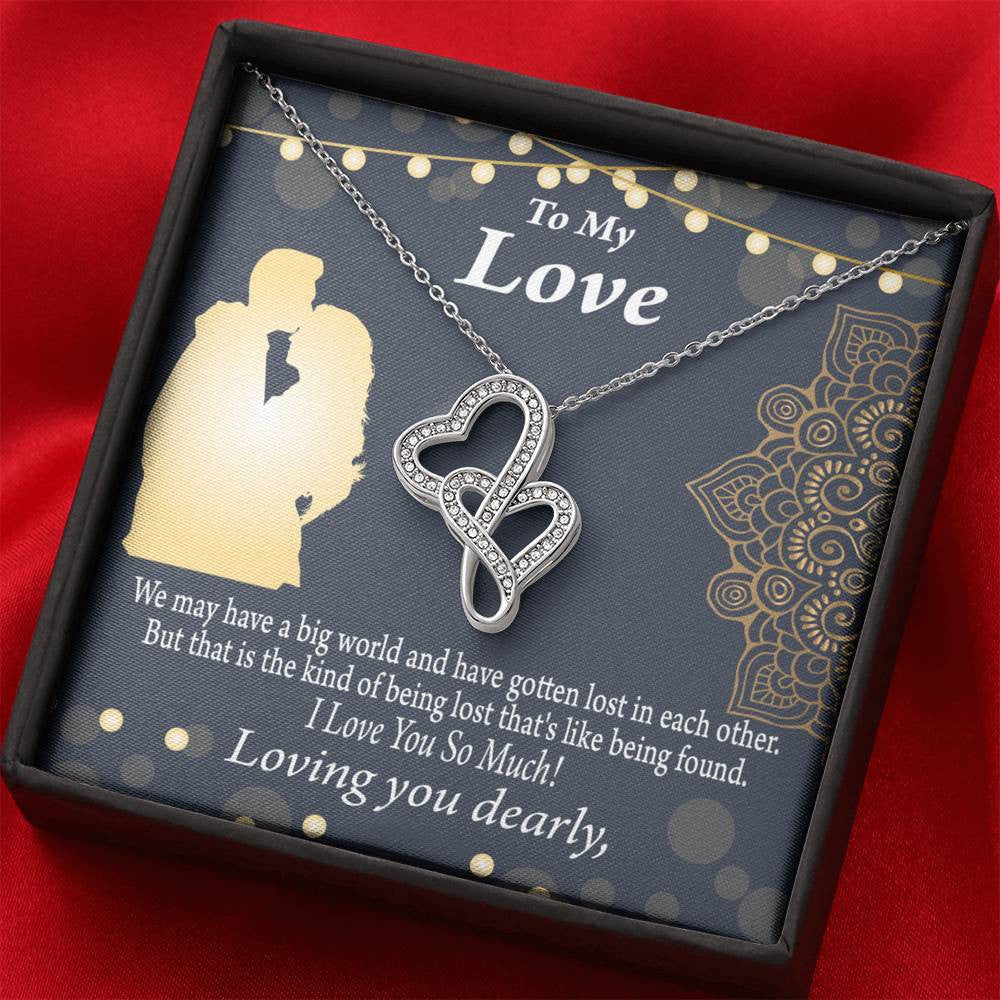 To My Partner Lost In Your Love Twin Hearts Necklace Cz Eternal Bond Pendant From Son Daughter Gift Anniversary Birthday Graduation Mothers Day - Double Hearts Necklace