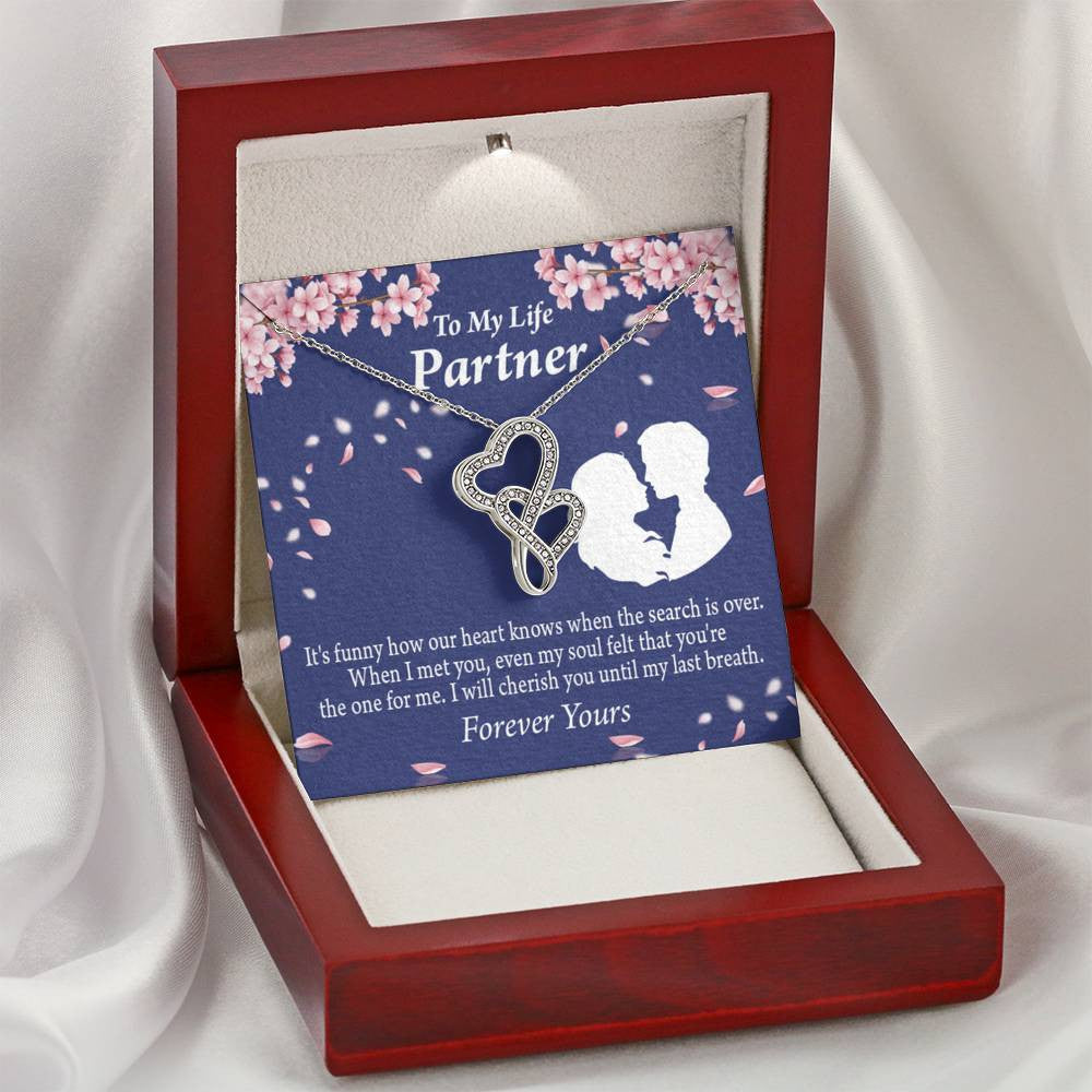 To My Partner Search Is Over Twin Hearts Necklace Cz Eternal Bond Pendant From Son Daughter Gift Anniversary Birthday Graduation Mothers Day - Double Hearts Necklace