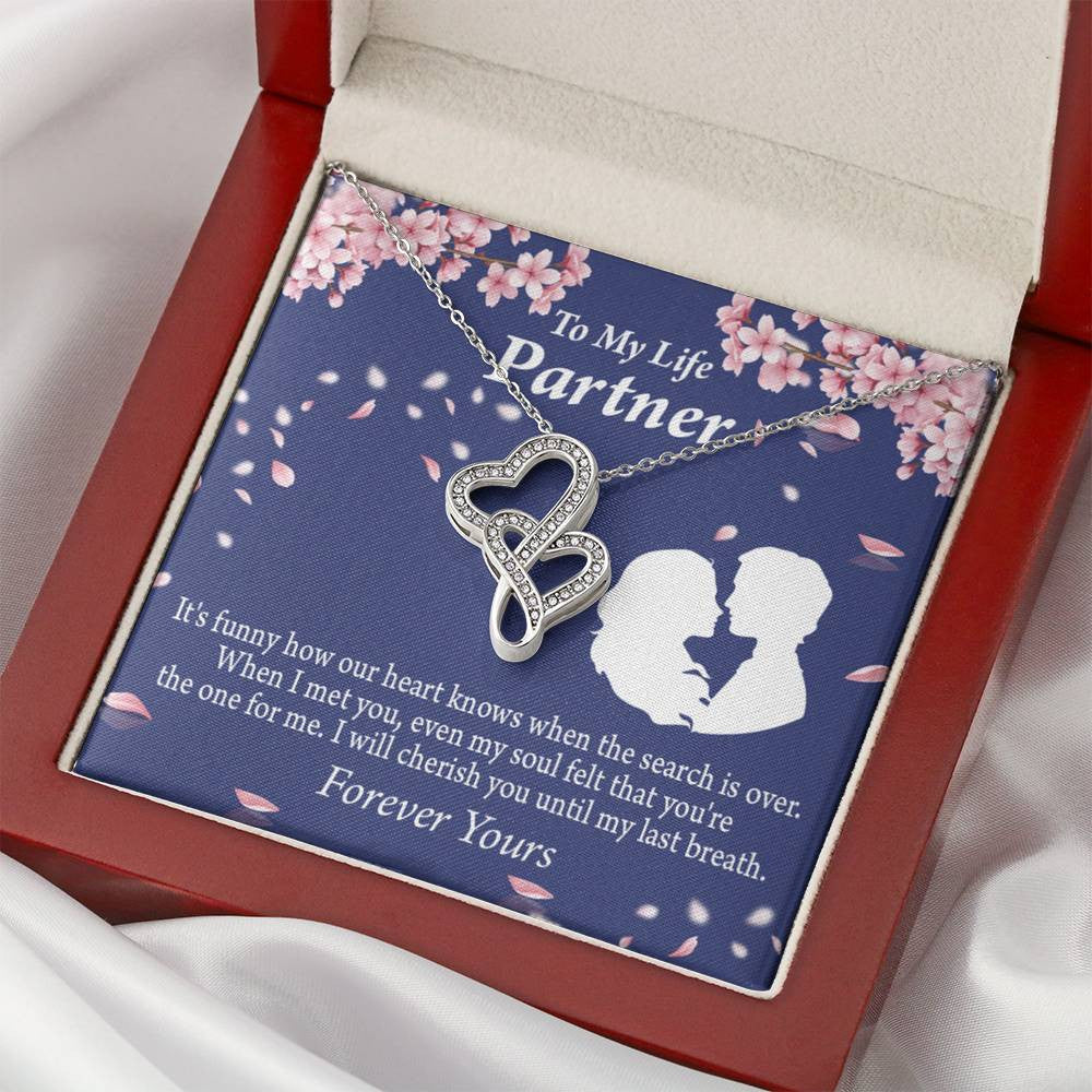 To My Partner Search Is Over Twin Hearts Necklace Cz Eternal Bond Pendant From Son Daughter Gift Anniversary Birthday Graduation Mothers Day - Double Hearts Necklace
