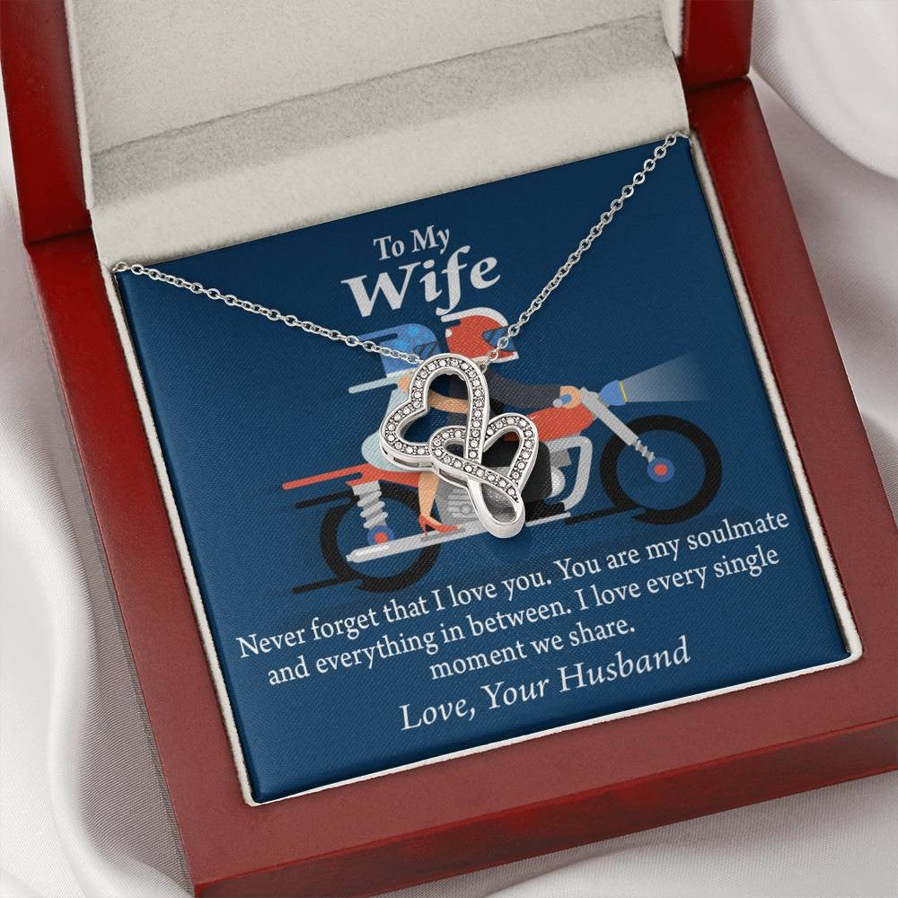 To My Wife Love You With All My Heart Double Hearts Necklace Message Card From Son Daughter Gift Anniversary Birthday Graduation Mothers Day - Double Hearts Necklace